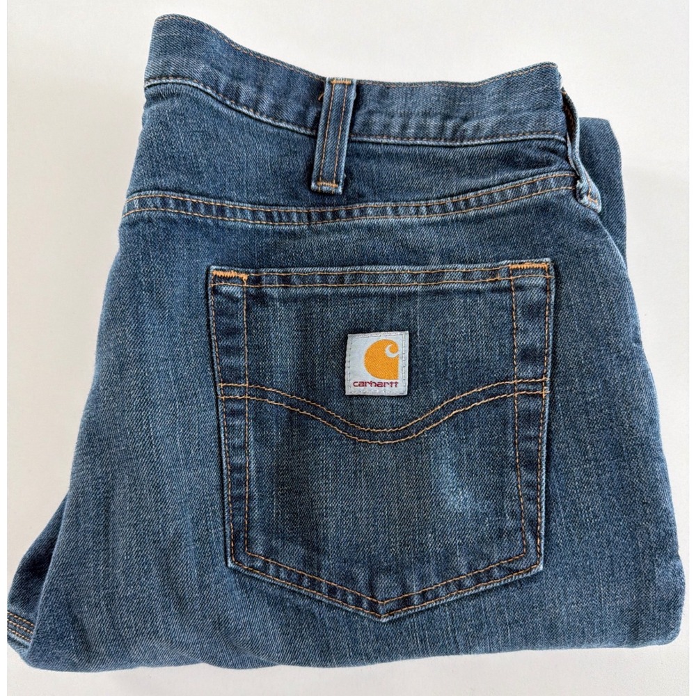 Carhartt Mens Relaxed Fit Fleece Lined Insulated Denim Jeans Blue 38x30